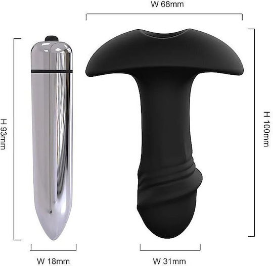 Smd Vibe Arrow Single Speed Butt Plug Removable Vibrating Bullet Πρωκτική Σφήνα Bullet Δονητή 9cm Black