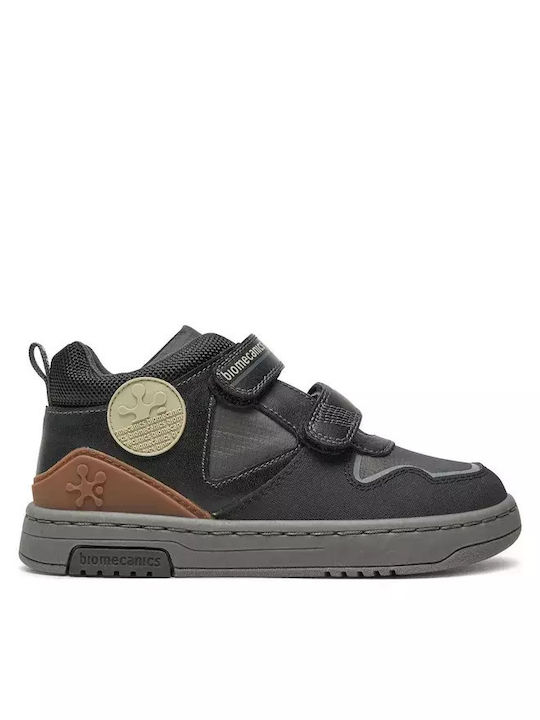 Anatomical Leather Kids Boots with Velcro Black