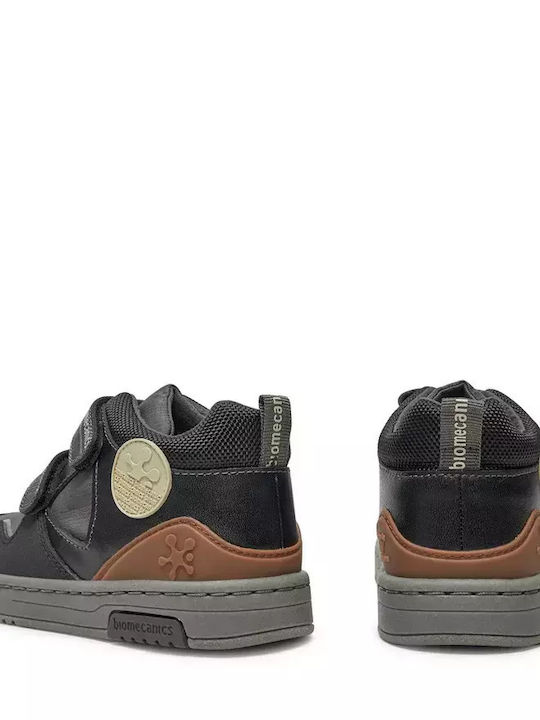 Anatomical Leather Kids Boots with Velcro Black