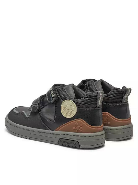 Anatomical Leather Kids Boots with Velcro Black