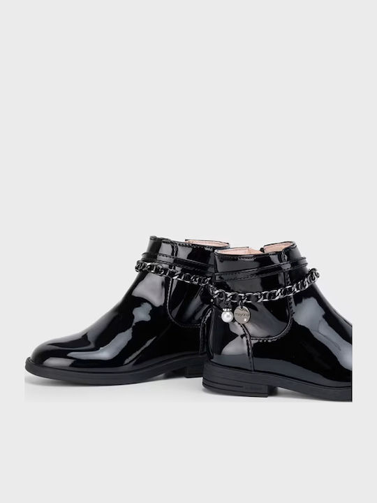 Kids Boots from Patent Leather with Zipper Black