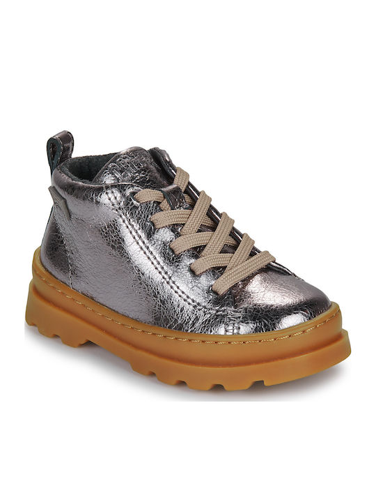 BRUTUS Kids Boots from Patent Leather with Zipper Gray