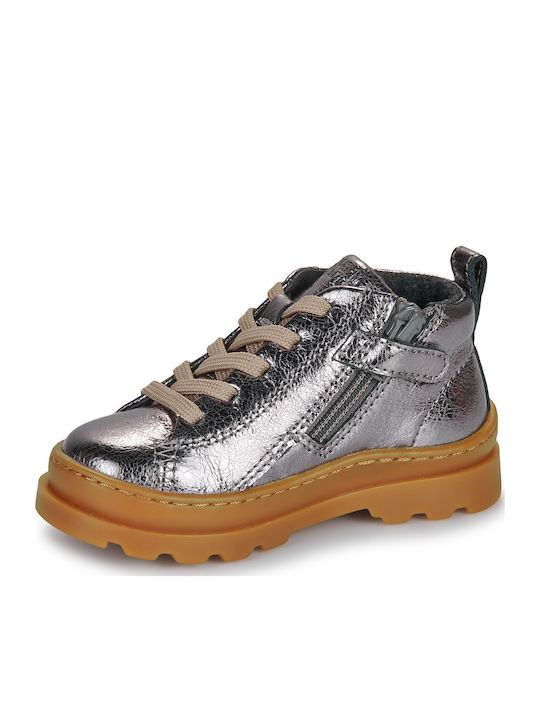 BRUTUS Kids Boots from Patent Leather with Zipper Gray