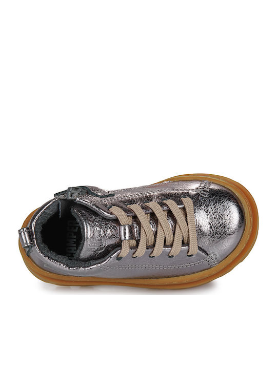 BRUTUS Kids Boots from Patent Leather with Zipper Gray