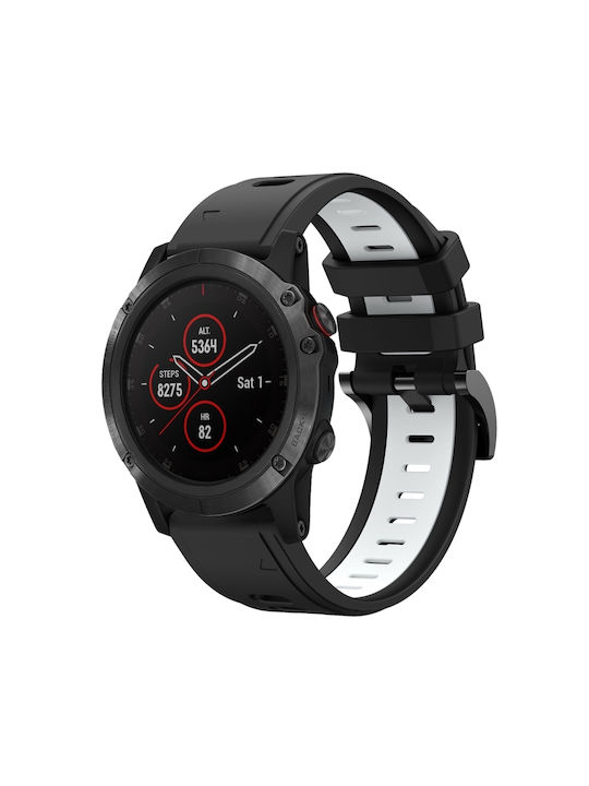 Garmin Fenix 5 Plus 22mm Δίχρωμο Αθλητικό Μπρασελέ Σιλικόνης Μαύρο+λευκό Garmin Fenix 5 Plus 22mm Δίχρωμο Αθλητικό Μπρασελέ Σιλικόνης Μαύρο+λευκό