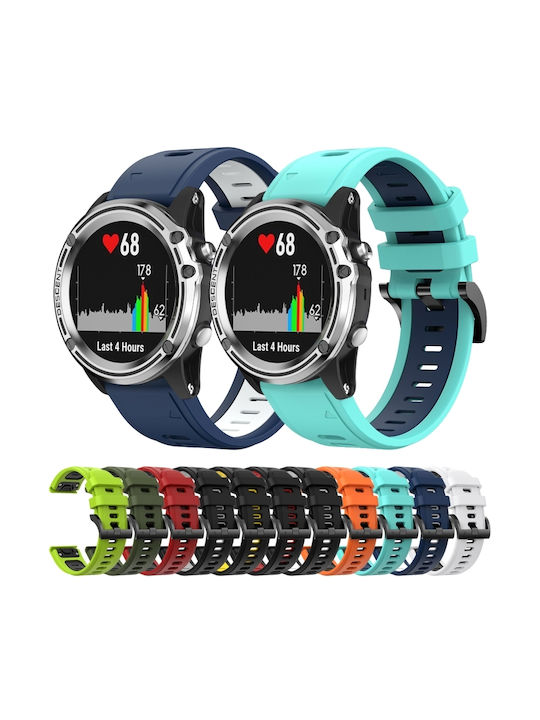 Garmin Quatix 5 Sapphire 22mm Δίχρωμο Αθλητικό Μπρασελέ Σιλικόνης Πορτοκαλί+Μαύρο