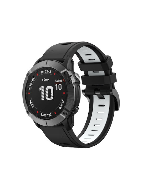 Garmin Fenix 6 Gps 22mm Δίχρωμο Αθλητικό Λουράκι Σιλικόνης Ρολόι Μαύρο+λευκό Garmin Fenix 6 Gps 22mm Δίχρωμο Αθλητικό Λουράκι Σιλικόνης Ρολόι Μαύρο+λευκό