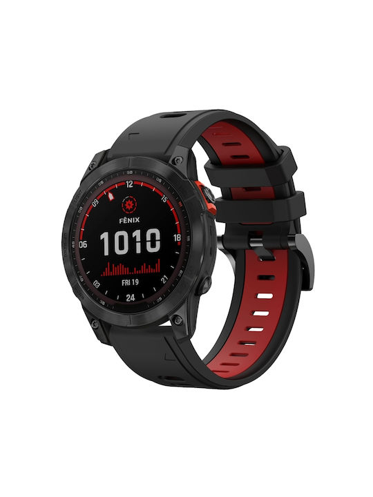 Garmin Fenix 7 Solar 22mm Δίχρωμο Αθλητικό Μπρασελέ Σιλικόνης Μαύρο+κόκκινο Garmin Fenix 7 Solar 22mm Δίχρωμο Αθλητικό Μπρασελέ Σιλικόνης Μαύρο+κόκκινο
