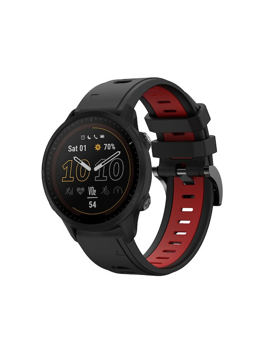 Garmin Forerunner 955 22mm Δίχρωμο Αθλητικό Μπρασελέ Σιλικόνης Μαύρο+κόκκινο Garmin Forerunner 955 22mm Δίχρωμο Αθλητικό Μπρασελέ Σιλικόνης Μαύρο+κόκκινο