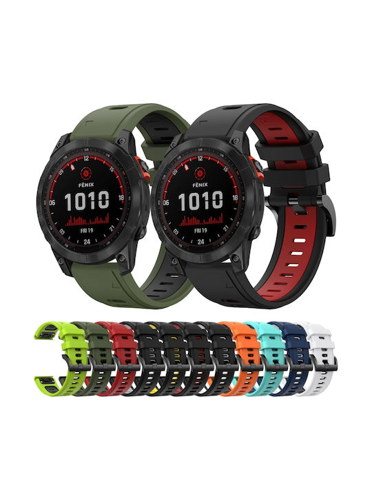 Garmin Fenix 7 Solar 22mm Two-Tone Sports Silicone Bracelet Black+Yellow