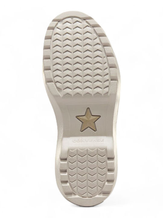 Chuck Taylor All Star Δερμάτινα Παιδικά Μποτάκια Μπεζ