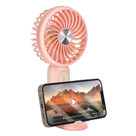 Linq Silent Portable Fan 3 Speeds Battery Phone Stand Pink