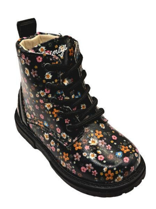 Anatomical Leather Kids Boots with Zipper Si Luc Flower