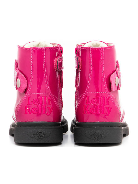 Stella Stellina Vernice Leather Kids Boots with Zipper Fuchsia