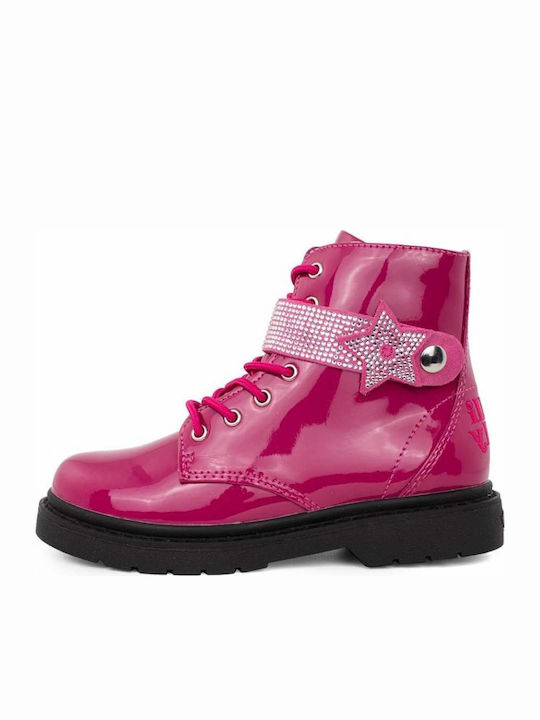 Stella Stellina Vernice Leather Kids Boots with Zipper Fuchsia