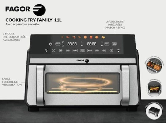 Fagor Heißluftfritteuse mit Doppel-Abnehmbarer Korb 11Es Schwarz FG10AF