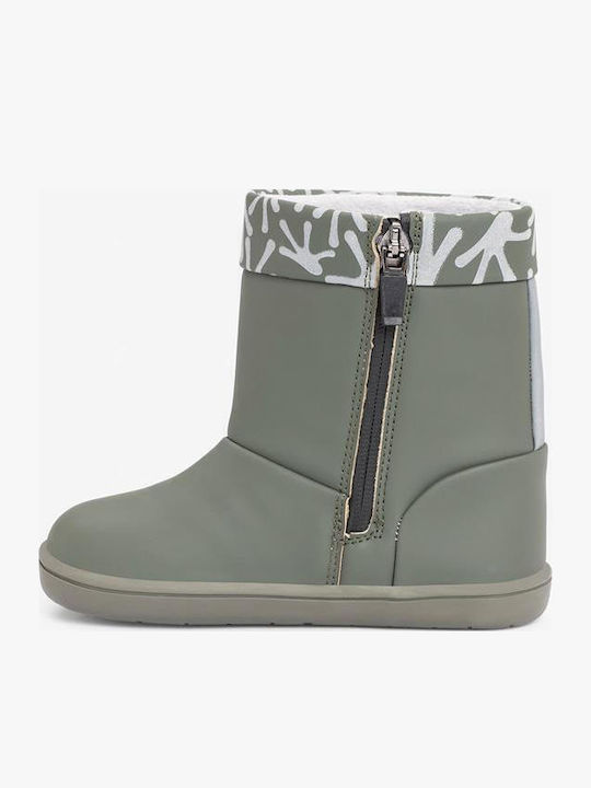 Leather Kids Boots Khaki