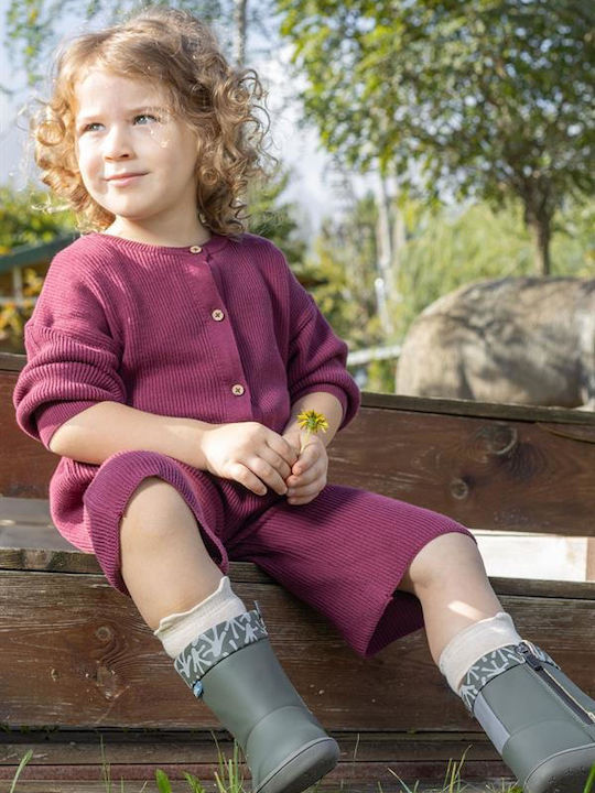 Leather Kids Boots Khaki