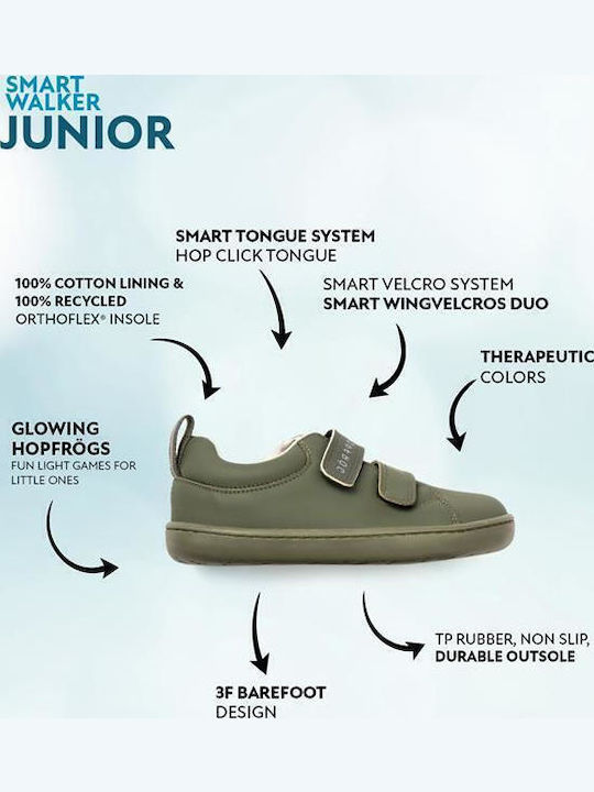 Kids Sneakers Barefoot with Hoop & Loop Closure Khaki
