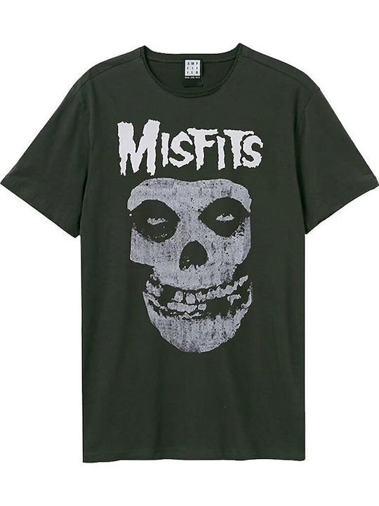 Amplified Misfits Skull Logo T-shirt Μαύρο Βαμβακερό