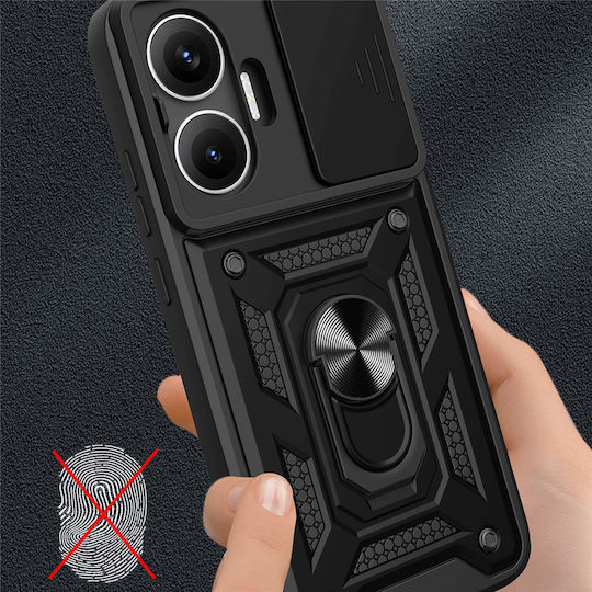 Techsuit Camshield Series Umschlag Rückseite Silikon Schwarz (Poco F7)