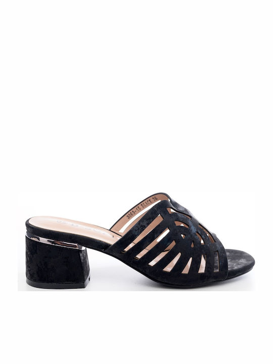 Mules mit Chunky Niedrig Absatz in Schwarz Farbe