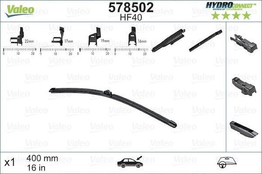 Valeo HydroConnect Car Wiper Blades Driver Wiper Length 400mm