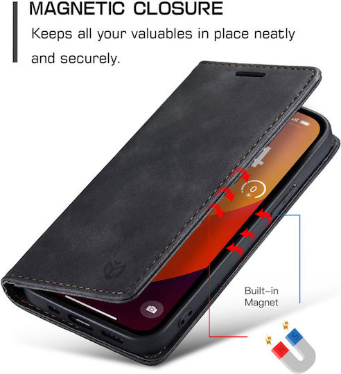 Techsuit Confy Cover Motorola Moto Book Silicone / Synthetic Leather Black (Motorola Moto G56)