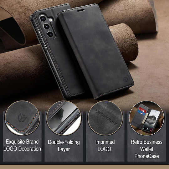 Techsuit Confy Cover Motorola Moto Book Silicone / Synthetic Leather Black (Motorola Moto G56)