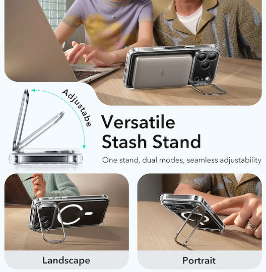 ESR Classic Hybrid Halolock Kickstand Umschlag Rückseite Metallisch Transparent (iPhone 17 Pro)