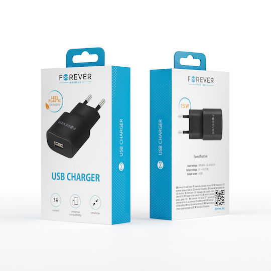 Forever Зарядно без кабел с USB-A порт Черен (FTC2A)