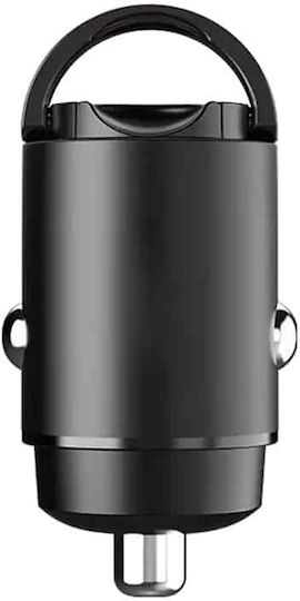 Techsuit Auto-Ladegerät 30W 3A Schnellladung mit einem Anschluss: 1xType-C Schwarz Farbe