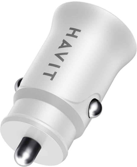 Havit Havit Auto-Ladegerät 20W 3A mit Anschlüssen: 1xUSB-A 1xTyp-C zusammen mit Kabeltyp Typ-C Weiß Farbe