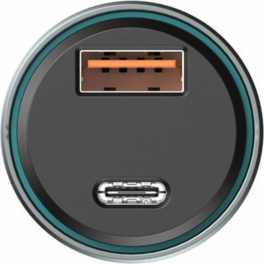 Havit Havit Auto Ladegerät 45W 3A Schnellladen mit Anschlüssen: 1xUSB-A 1xType-C zusammen mit Kabeltyp Type-C Schwarz Farbe