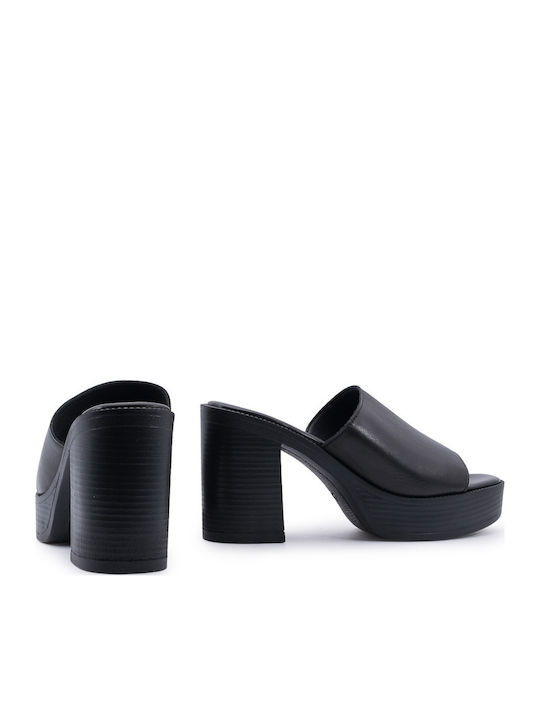 Mules Με Φαρδιά Φάσα Και Φιάπα 305.502-l Μαυρο