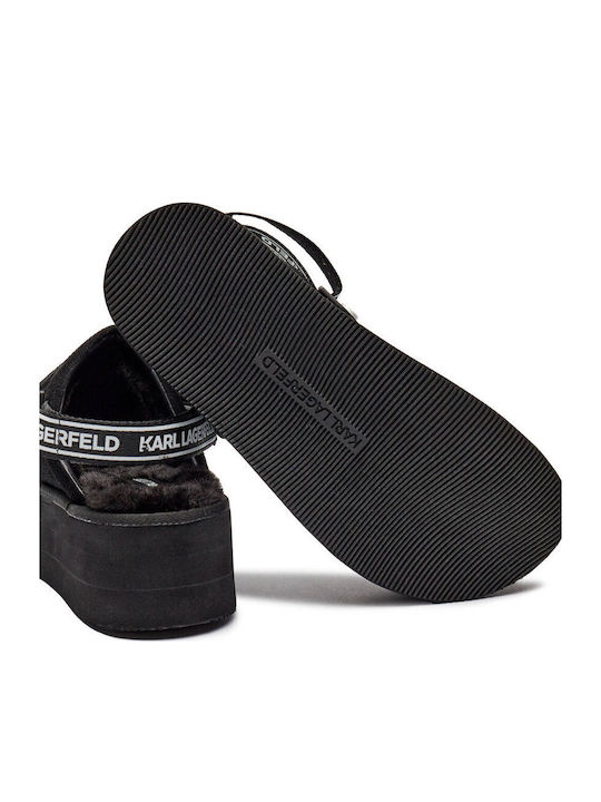 Suede Mules with Low Heel in Black Color
