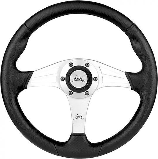 Luisi Grinta Three Spoke Car Steering Wheel with 35cm Diameter Silver/Black