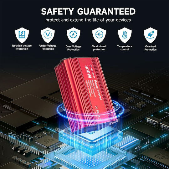 Techsuit Car Inverter 300W to Converter 12V DC in 220V AC with 2xUSB
