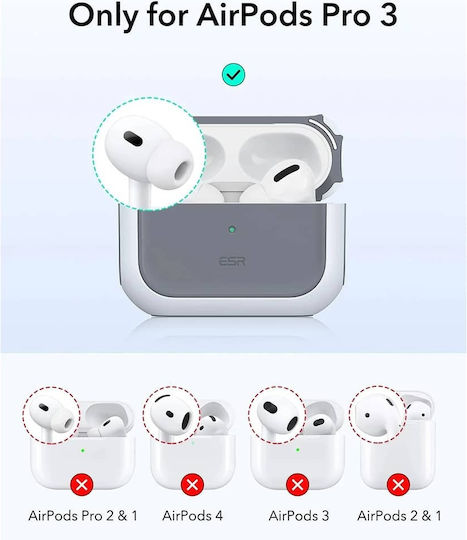 ESR Orbit Hybrid Halolock Case Plastic / Silicone in White color for Apple AirPods Pro 3