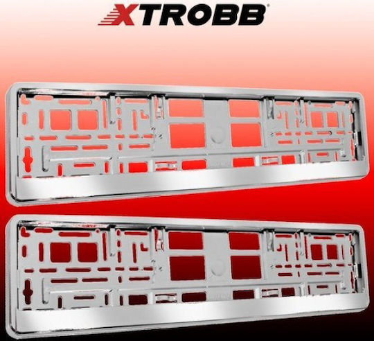 Xtrobb Rame Plăcuță de Înmatriculare Auto Plastice 1 x 1cm Argint 2buc