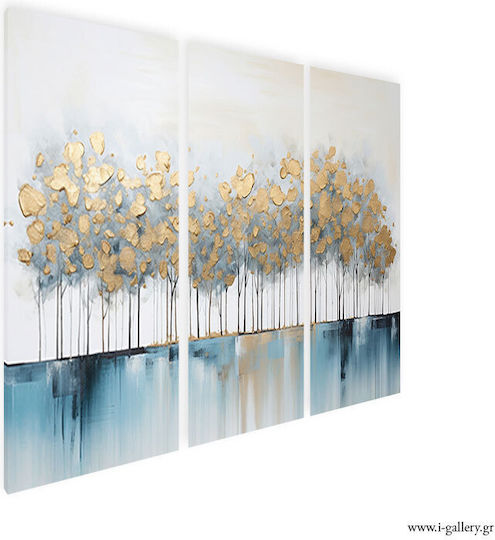 Πίνακας Καμβά Abstract Gold Forest Τρίπτυχος Τρίπτυχο 120x80 Cm 3τμχ 40x80 Cm