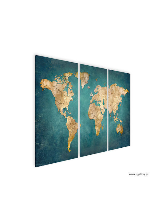 Panou Pânză Lighthouse Map Triplu Triptych 60x40 Cm 3 Bucăți 20x40cm