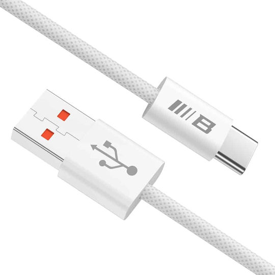 Blueo Braided USB 2.0 Cable USB-C male - USB-A 18W Λευκό