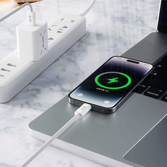 Blueo Braided USB 2.0 Cable USB-C male - USB-C 100W Λευκό 2m