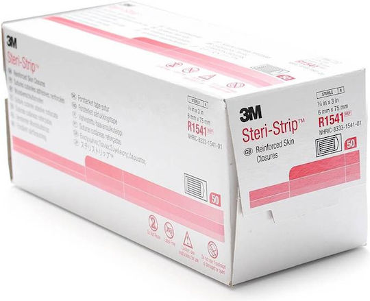 Steri-strip R 1541 Adhesive Skin Closure Strips 6mm X 75mm Red 1 Sachet 3 Strips 3m