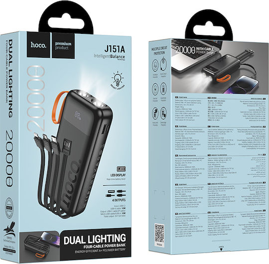 Hoco J151A Spirit Power Bank 20000mAh 10W Μαύρο