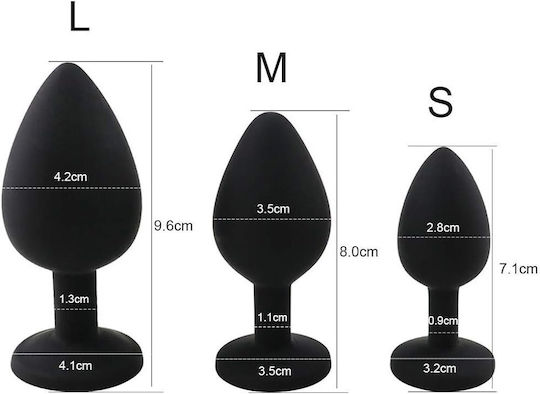 SMD Analyzer Triple Silicone Edition Anal Plug Set of 3 (S / M / L) Black Silver Diamond