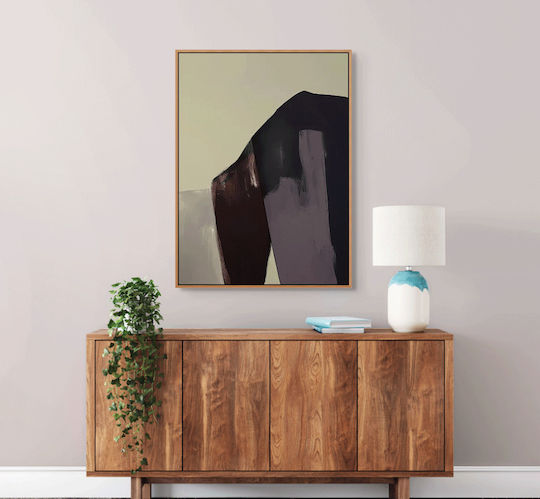 Canvas Painting Beige Blue World 80x120 Cm