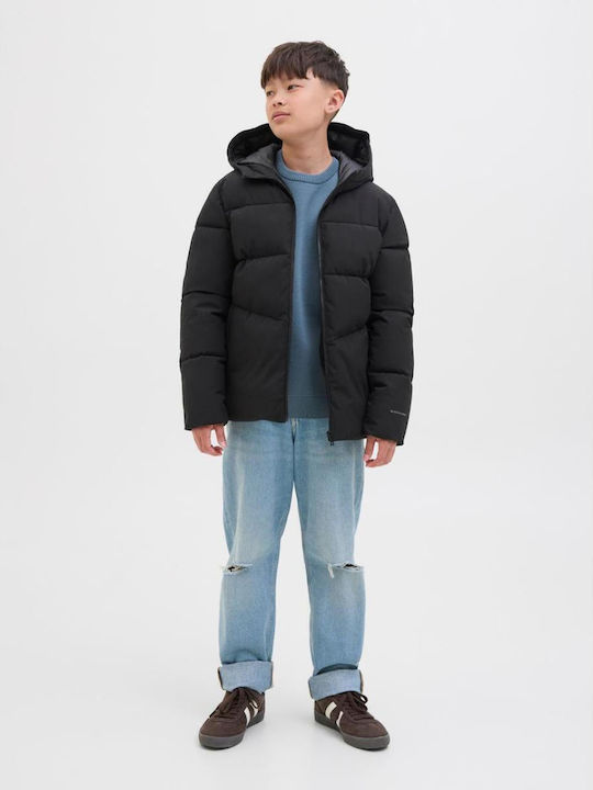Kinder Steppjacke mit Futter & Kapuze Schwarz