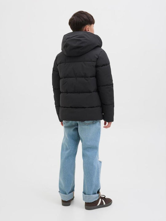Kinder Steppjacke mit Futter & Kapuze Schwarz